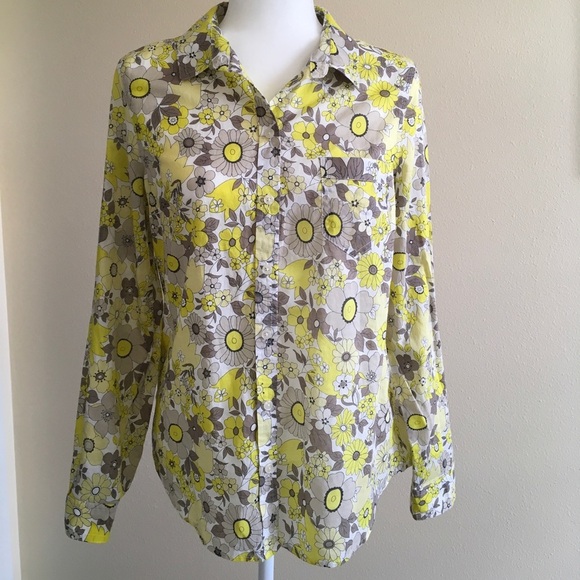 Lightweight Yellow & White Floral Print Top - Picture 1 of 4